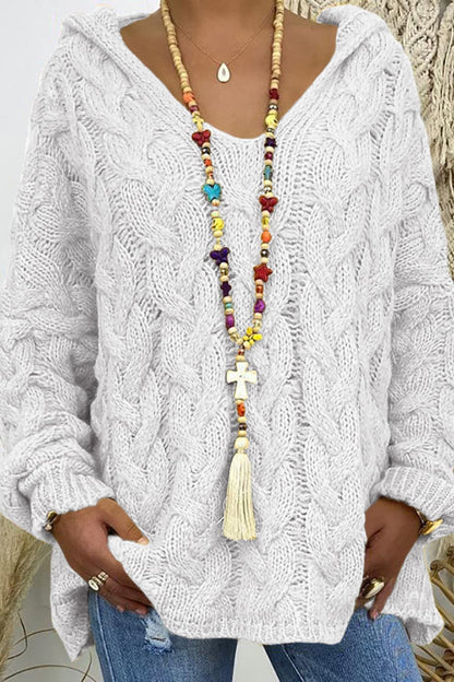 Kapuzenpullover mit Zopfmuster