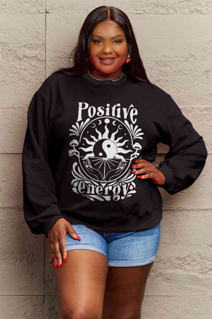 Simply Love Sweatshirt mit Grafik „POSITIVE ENERGY“ in voller Größe
