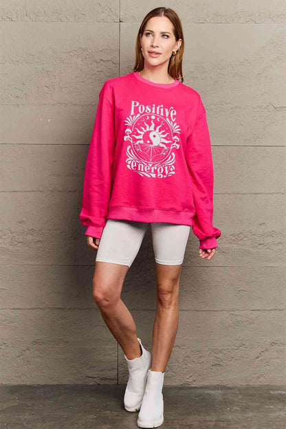 Simply Love Sweatshirt mit Grafik „POSITIVE ENERGY“ in voller Größe