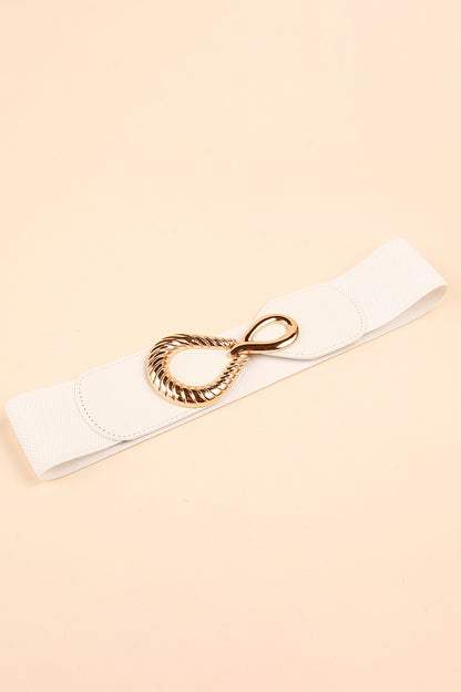 Ribbed Alloy Buckle Elastic Belt