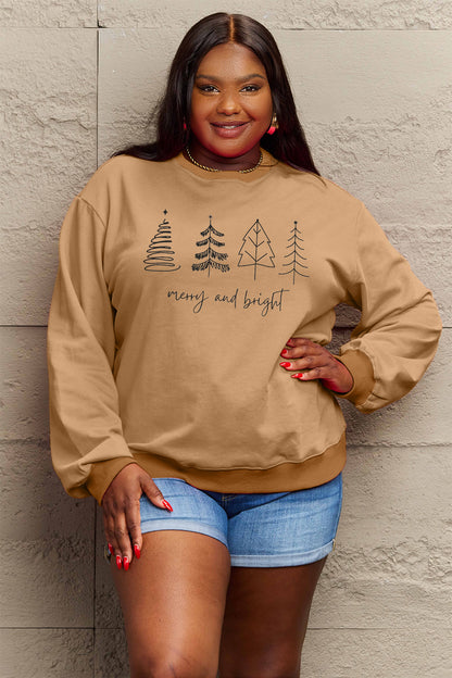 Simply Love – Sweatshirt mit Aufdruck „MERRY AND BRIGHT“ in voller Größe
