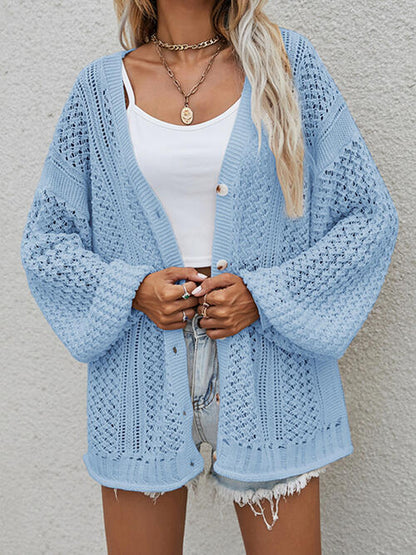 Strickjacke mit durchbrochener Knopfleiste vorne