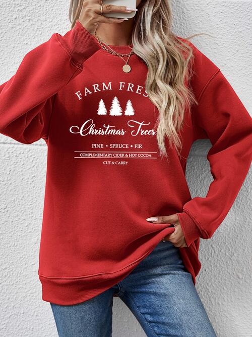 Sweatshirt mit Rundhalsausschnitt und überschnittenen Schultern und Grafik