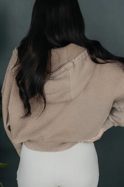 Kurzer Hoodie mit Reißverschluss und Kordelzug