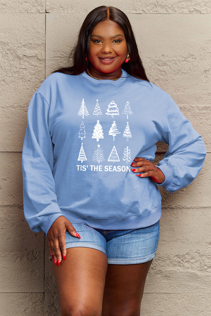 Simply Love Sweatshirt in voller Größe mit Weihnachtsbaum-Grafik
