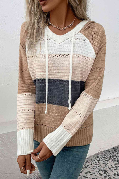 Pullover mit Kapuze und Farbblockdesign und Kordelzug