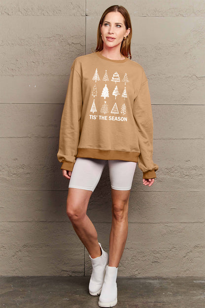 Simply Love Sweatshirt in voller Größe mit Weihnachtsbaum-Grafik