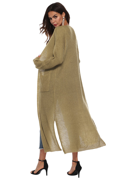 Langärmlige Strickjacke mit offener Vorderseite und Knöpfen