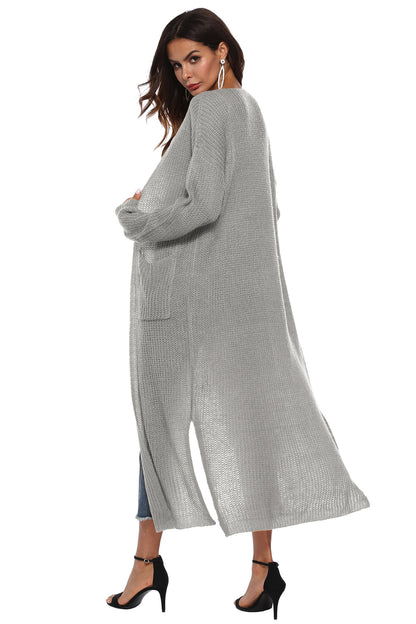 Langärmlige Strickjacke mit offener Vorderseite und Knöpfen