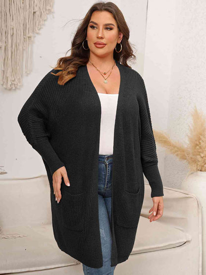 Strickjacke mit offener Vorderseite und Taschen in Übergröße