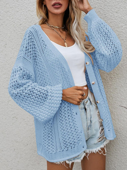 Strickjacke mit durchbrochener Knopfleiste vorne