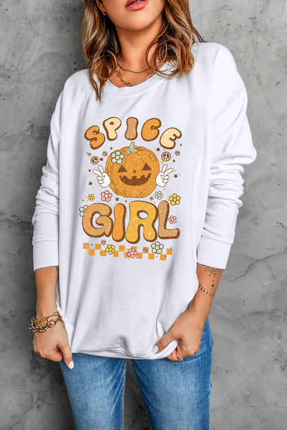 Rundhals-Langarm-Sweatshirt mit SPICE GIRL-Grafik
