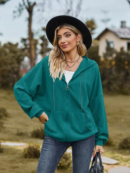 Langärmlige Jacke mit Reißverschluss und Kordelzug