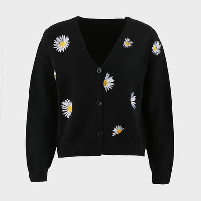 Cardigan mit Blumenmuster, Knopfleiste vorn und überschnittenen Schultern