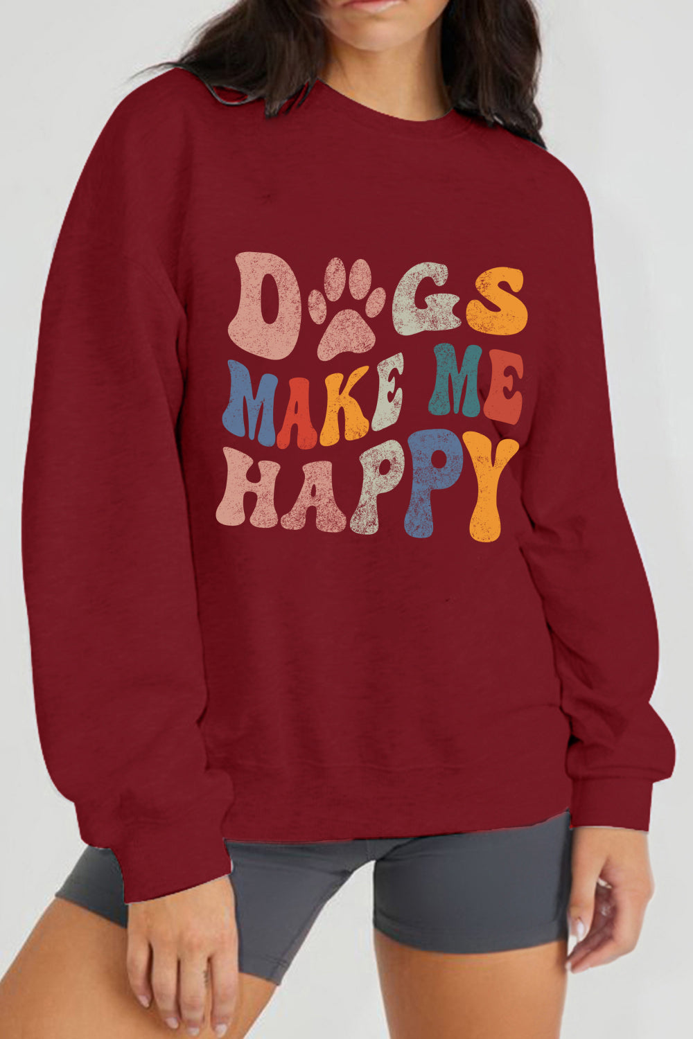 Simply Love Simply Love Sweatshirt mit Grafik „DOGS MAKE ME HAPPY“ in voller Größe