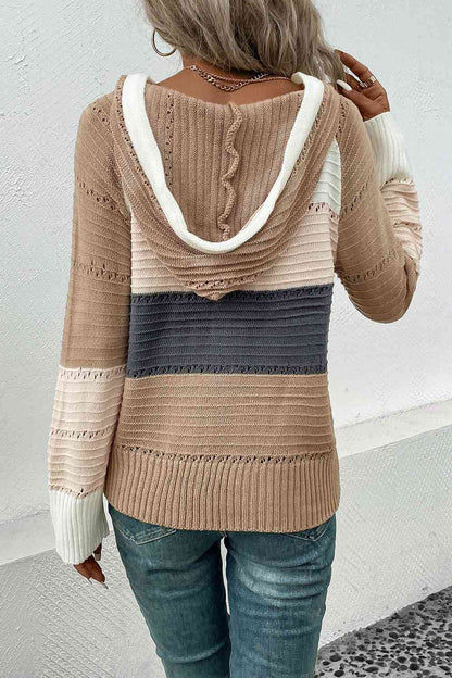 Pullover mit Kapuze und Farbblockdesign und Kordelzug