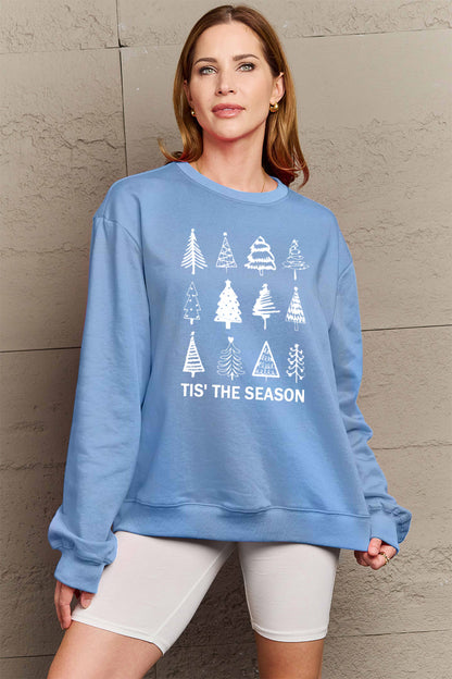 Simply Love Sweatshirt in voller Größe mit Weihnachtsbaum-Grafik