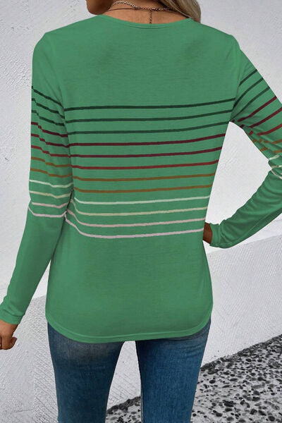 Gestreiftes Langarm-T-Shirt mit Rundhalsausschnitt