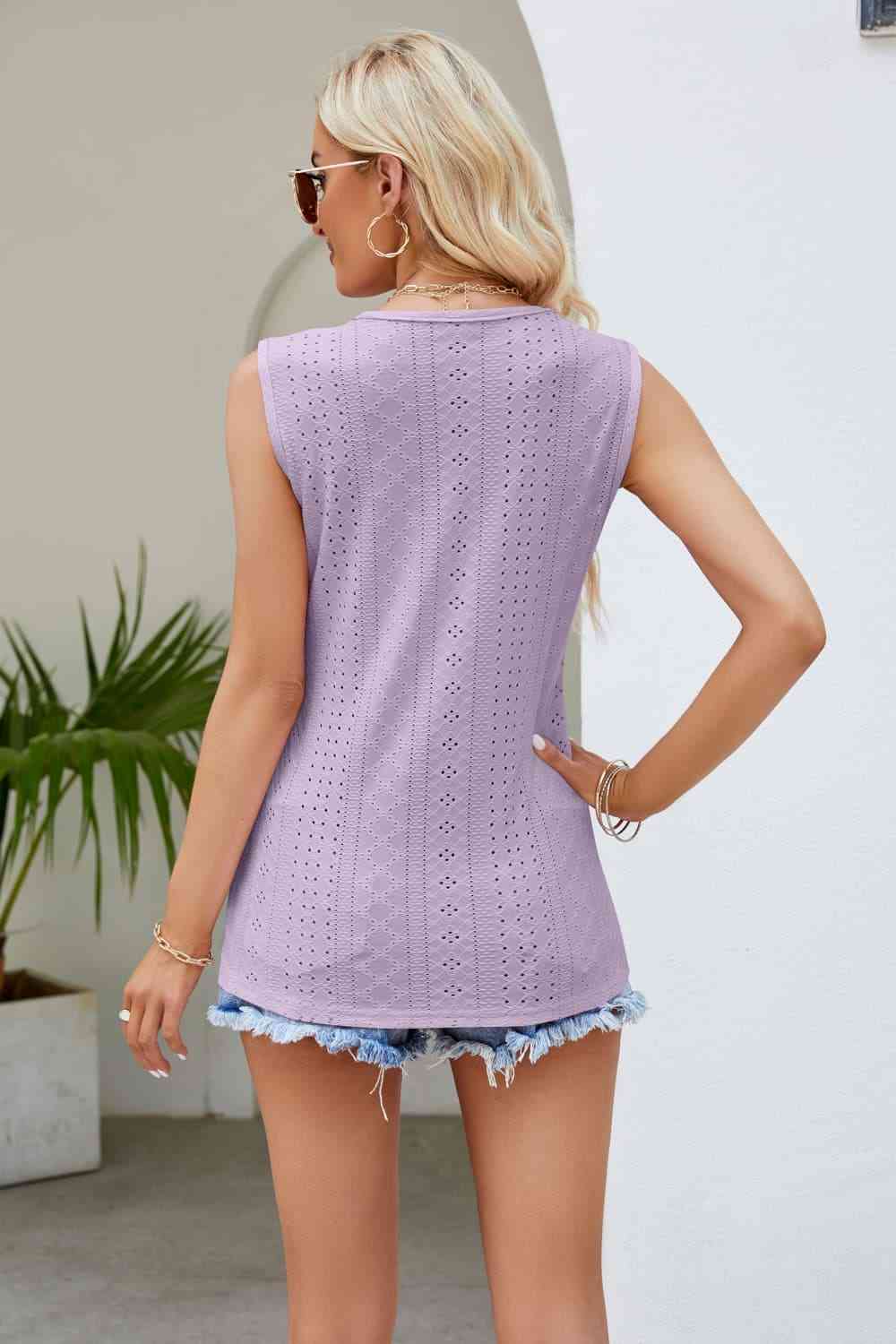 Tanktop mit V-Ausschnitt und gespleißter Spitze