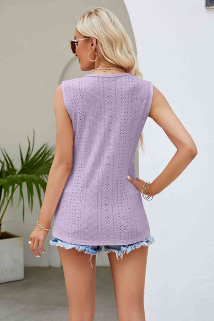 Tanktop mit V-Ausschnitt und gespleißter Spitze