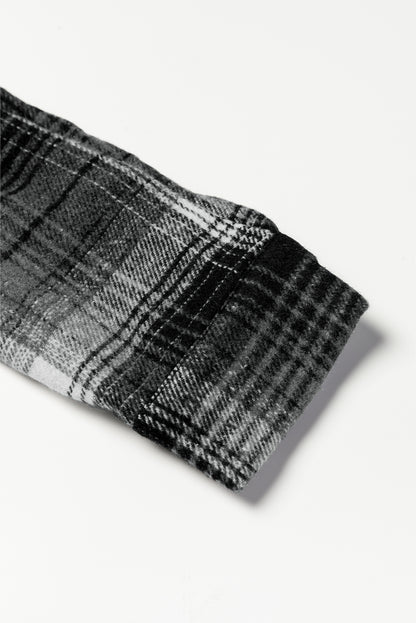 Camisa de manga larga con botones a cuadros y bolsillos