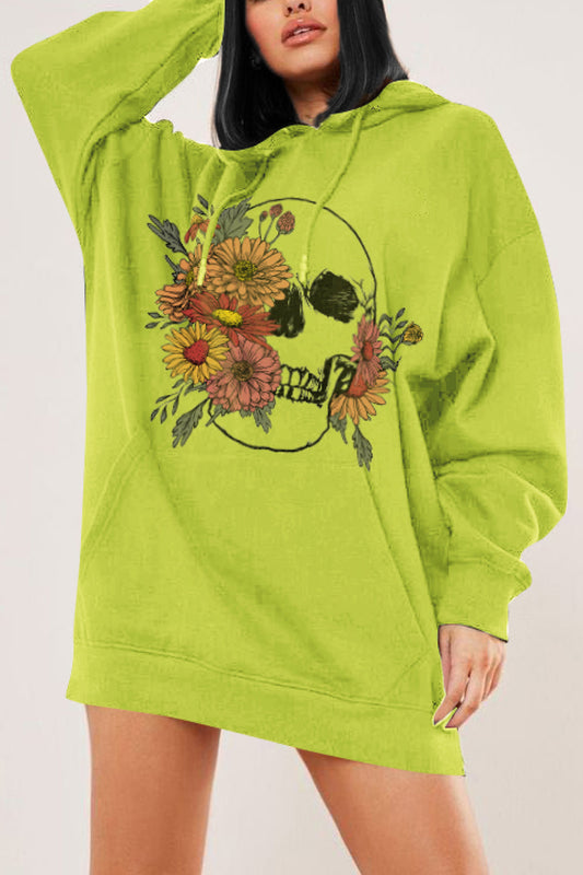 Simply Love – Simply Love – Kapuzenpullover in voller Größe mit Blumen- und Totenkopf-Grafik