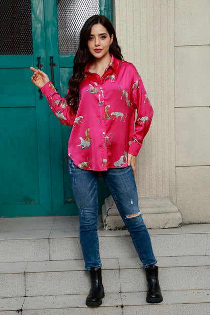 Hemd mit Kragen und Animalprint