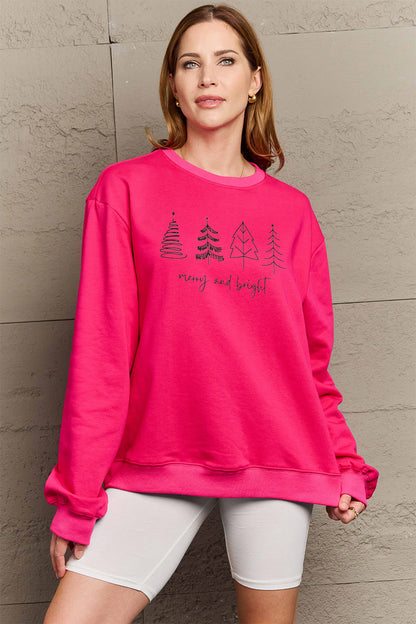 Simply Love – Sweatshirt mit Aufdruck „MERRY AND BRIGHT“ in voller Größe