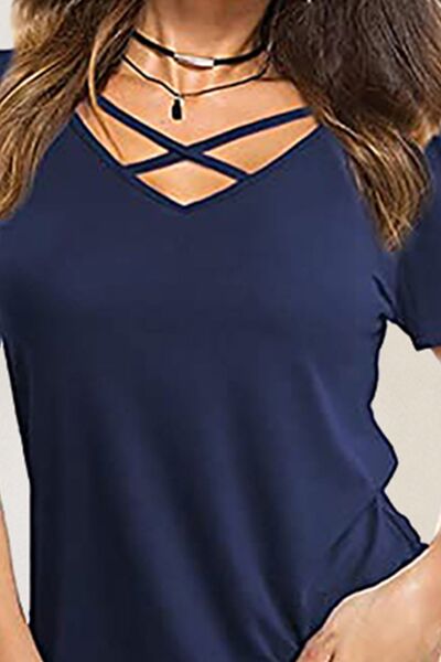 Camiseta de manga corta cruzada