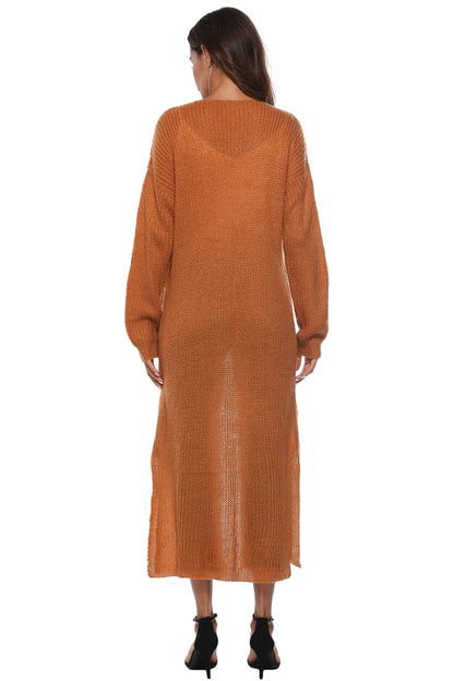 Langärmlige Strickjacke mit offener Vorderseite und Knöpfen