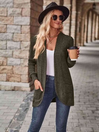 Strickjacke mit offener Vorderseite und Taschen