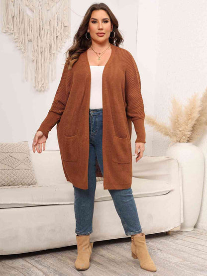Strickjacke mit offener Vorderseite und Taschen in Übergröße