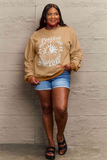 Simply Love Sweatshirt mit Grafik „POSITIVE ENERGY“ in voller Größe