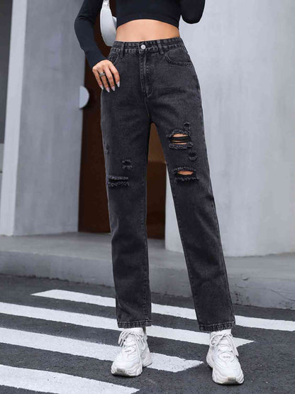 Distressed-Jeans mit geradem Bein