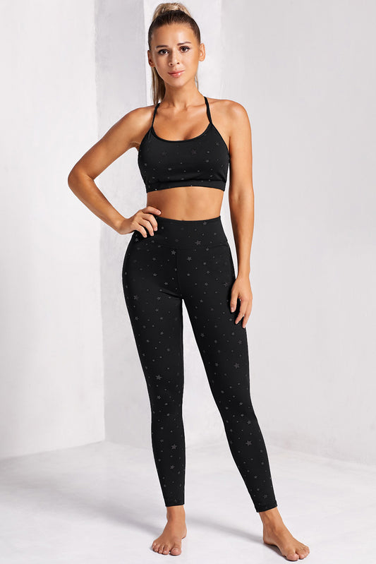 Set aus Sport-BH und Leggings mit Sternenmuster