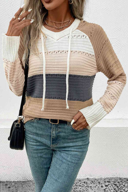 Pullover mit Kapuze und Farbblockdesign und Kordelzug
