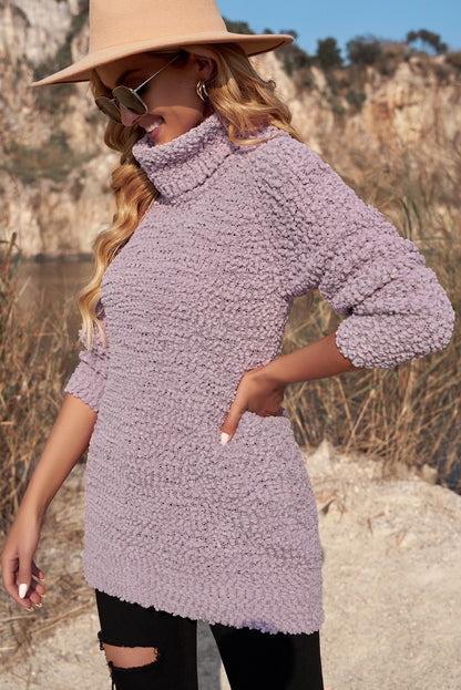 Rollkragenpullover aus Popcorn-Strick