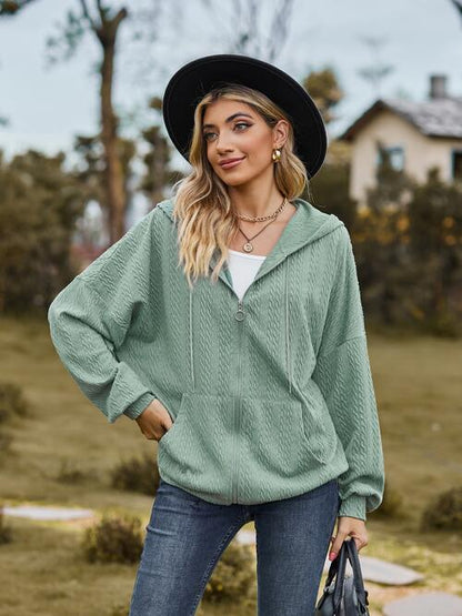 Langärmlige Jacke mit Reißverschluss und Kordelzug