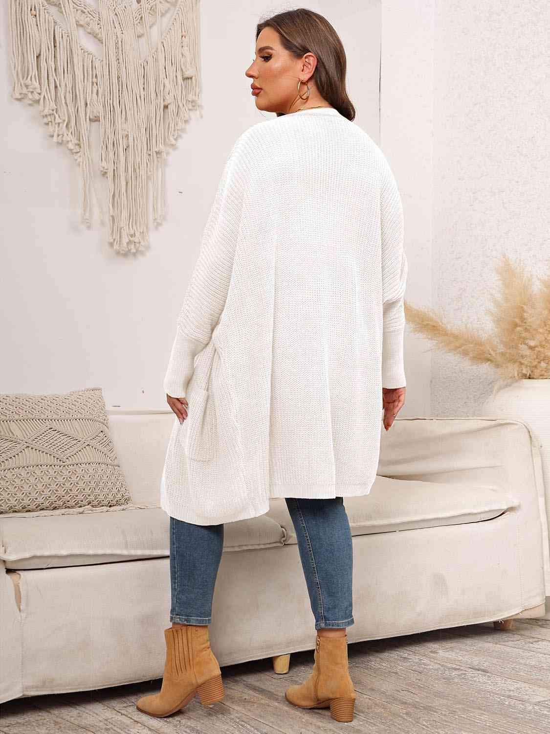 Strickjacke mit offener Vorderseite und Taschen in Übergröße
