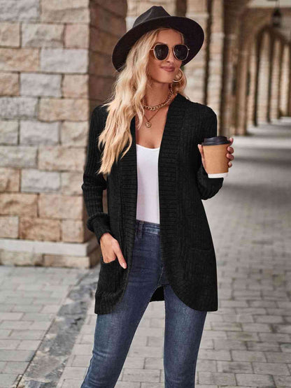 Strickjacke mit offener Vorderseite und Taschen