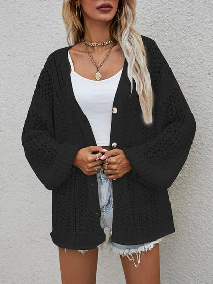 Strickjacke mit durchbrochener Knopfleiste vorne