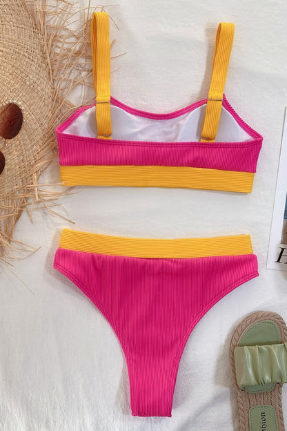 Bikini-Set mit U-Ausschnitt und Farbblockdesign
