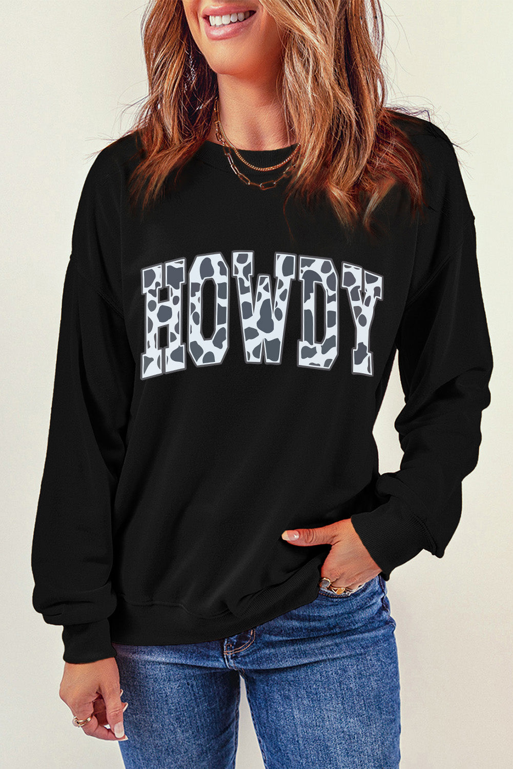Sudadera con estampado Howdy de manga larga y cuello redondo