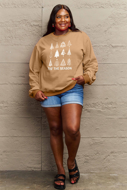 Simply Love Sweatshirt in voller Größe mit Weihnachtsbaum-Grafik