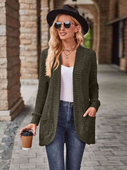 Strickjacke mit offener Vorderseite und Taschen