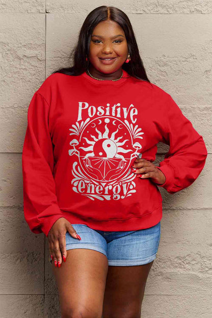 Simply Love Sweatshirt mit Grafik „POSITIVE ENERGY“ in voller Größe