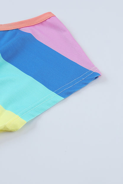 Mehrfarbig gestreifter Strampler mit Rundhalsausschnitt