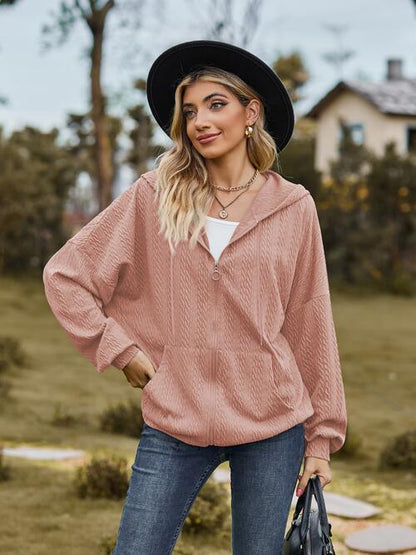 Langärmlige Jacke mit Reißverschluss und Kordelzug