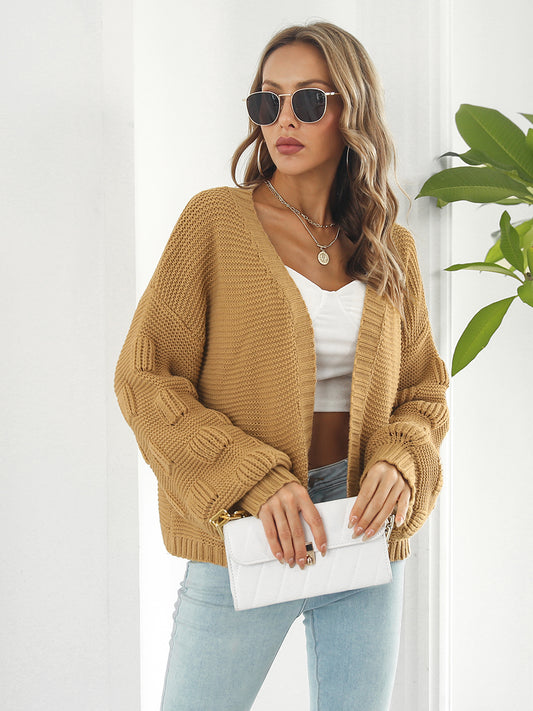 Strickjacke mit offener Vorderseite und geripptem Besatz