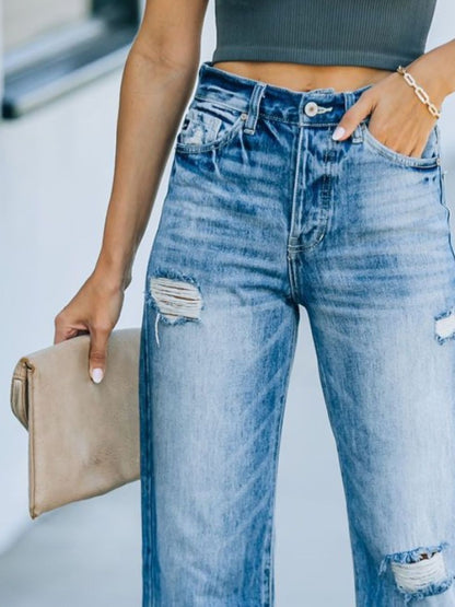 Distressed-Jeans mit geradem Bein